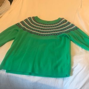 JCrew fairisles cashmere Kelly green sweater L